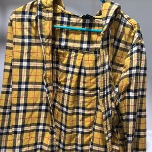 Yellow Plaid Button-Up Shirt